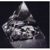 Crystal Pyramid Paperweight w/ Recessed Globe on Bottom (2" X2"x1 3/4")