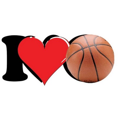I Love Basketball Magnet w/ Full Magnetic Back (12 Square Inch)