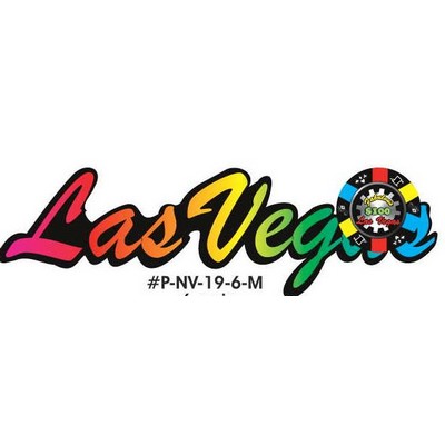 Las Vegas w/ Poker Chip Promotional Magnet w/ Strip Magnet (6 Square Inch)