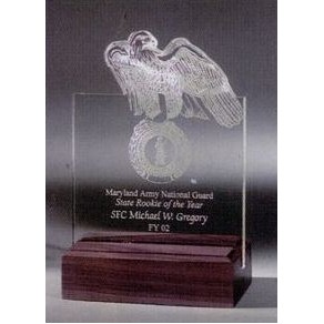 7" Acrylic Award in Any Shape in Walnut or Black Base