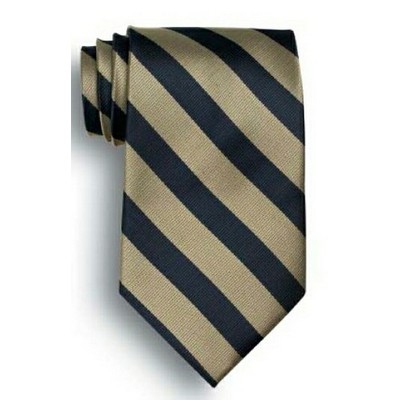 School Stripes Tie - Navy Blue/Khaki Beige
