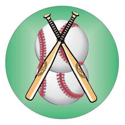 Baseballs & Bats Round Badge w/ Bar Pin (2.5" Diameter)