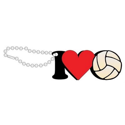 I Love Volleyball Promotional Key Chain w/ Black Back (2 Square Inch)