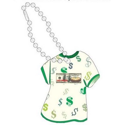 Vegas Roulette Table $100 Bill T-Shirt Key Chain w/ Black Back (4")
