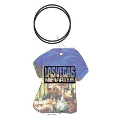 Las Vegas City Scape T-Shirt Key Chain on Clear Mirrored Back (4 Square Inch)