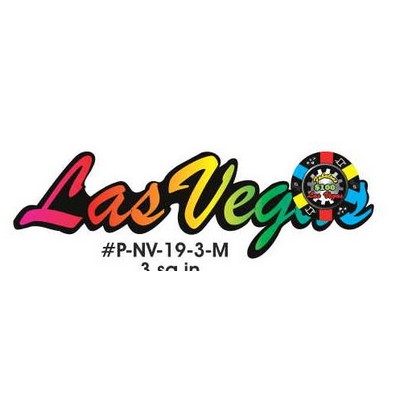 Las Vegas w/ Poker Chip Promotional Magnet w/ Strip Magnet (3 Square Inch)