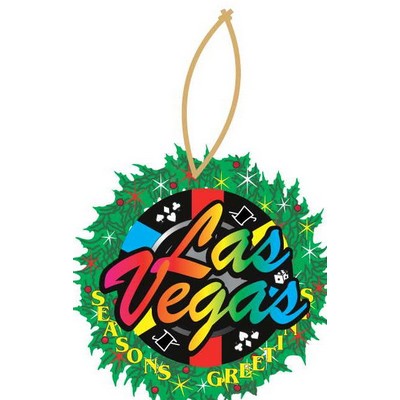 Las Vegas Poker Chip Wreath Ornament w/ Clear Mirrored Back (12 Square Inch)