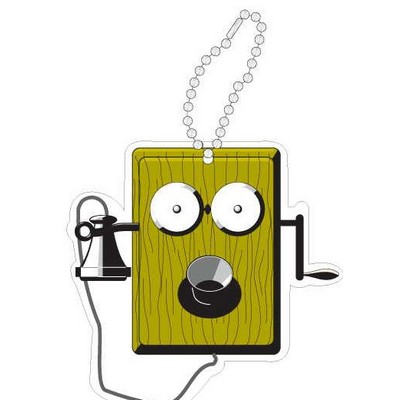 Wind Up Box Phone Promotional Key Chain w/ Black Back (4 Square Inch)