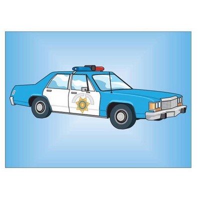 Police Car Rectangle Badge w/ Bar Pin (2 1/2"x3 1/2")