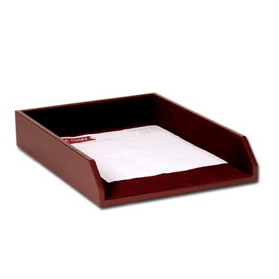 Classic Top Grain Chocolate Brown Leather Front Load Legal Sized Letter Tray