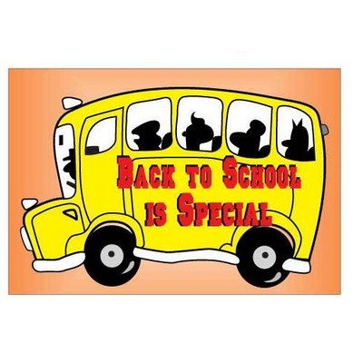 School Bus w/ Slogan Rectangle Badge w/ Bar Pin (2"x3")