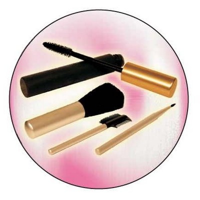 Makeup Brush Set Round Metal Photo Magnet (2 1/2")