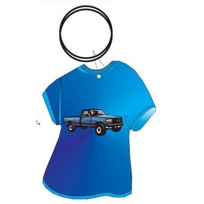 Blue Pick Up Truck Executive T Shirt Keychain w/Mirrored Back (4 Square Inch)