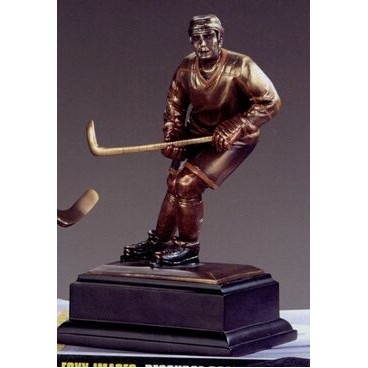 Hockey Player Trophy w/Copper Finish & Rectangle Base (5.5"x9.5")