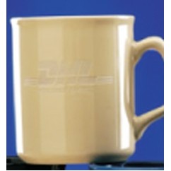 10 Oz. Beige Flared Lip Ceramic Mug w/Ear Shaped Handle