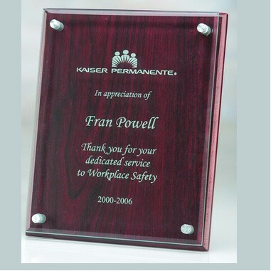 Rosewood Plaque Award w/Glass Front (10"x 8"x 1")