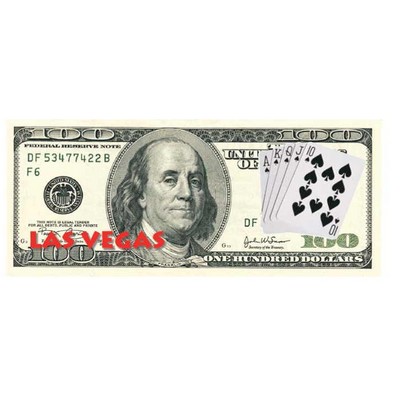 Las Vegas Royal Flush $100 Bill Maxi Magnet (3 Square Inch)