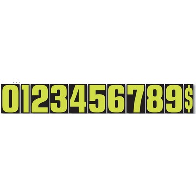 Windshield Number Decals - 9 1/2" (Fluorescent Green/Black) Without Shadow