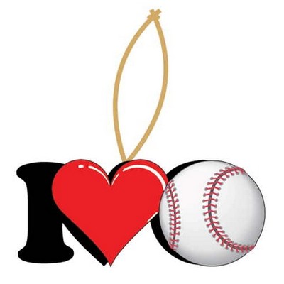 I Love Baseball Ornament w/ Clear Mirrored Back (10 Square Inch)