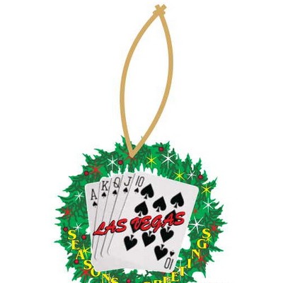 Spades Royal Flush Wreath Ornament w/ Clear Mirror Back (3 Square Inch)