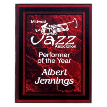 Acrylic Red Marble Plaque w/ Black Border - 8"x10"