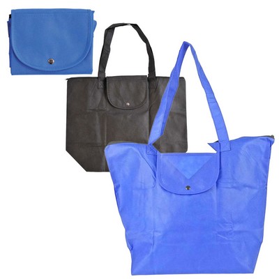 Foldable Zippered Tote Bag (13"x15"x7")