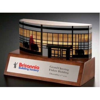 Lucite Curved Award w/ Wood Base