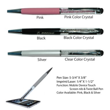 Crystal Capacitance Pen - Black with Silver Trim (SCREENED)