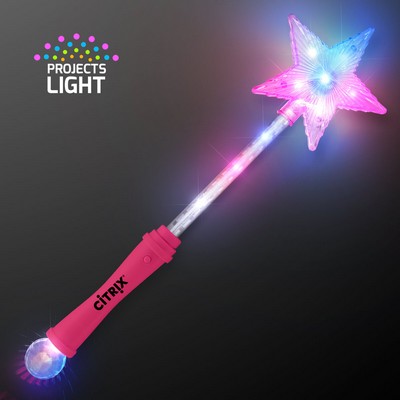 Blinky Super Star Wands, Opaque Pink Handle - PRINTED