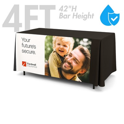 Liquid Repellent 4' Fitted Table Cover, 42"H, Full Color Front Panel
