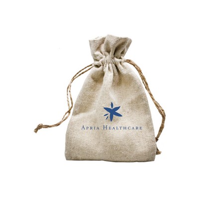 Natural Linen Drawstring Pouch with Hemp Cord