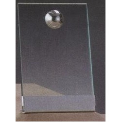 Clear Glass Plaque Award w/Silver Tennis Accent, Silver Plastic Mounts & Base (7"x9.5")