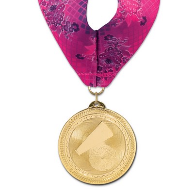 Cheer Brite Laser Medal w/Stock Millennium Neck Ribbon (2")