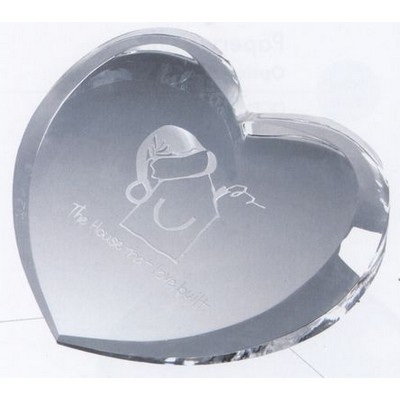 Optical Crystal Heart Paperweight