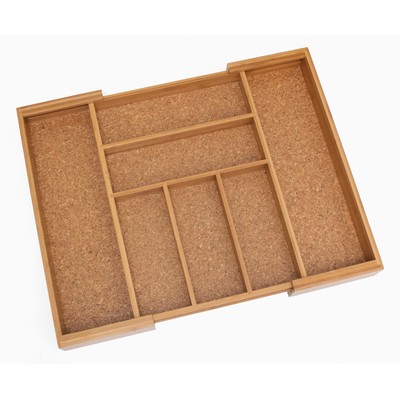 Bamboo & Cork Expandable Flatware Organizer