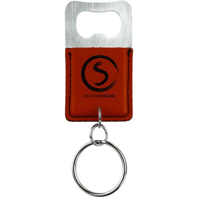 Rawhide Leatherette Bottle Opener Keychain (2.75" x 1.5")