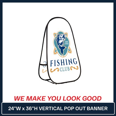 24" W x 36" H - Vertical Pop-Out Banner - 2 Sides Printed Full Color