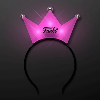 LED Pink Crown Tiara Headbands, Princess Party Favors - PRINTED