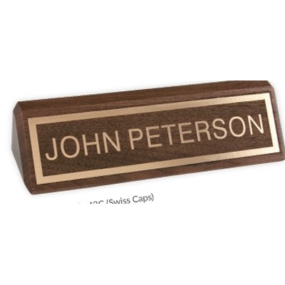 Engraved Walnut Desk Bar - Horizontal, 10.5" x 2.375", Gold Foil Imprint