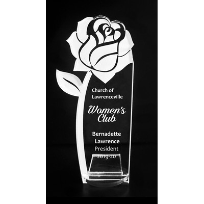 VALUE LINE! Acrylic Engraved Award - 8" Tall - Rose with Key Stand