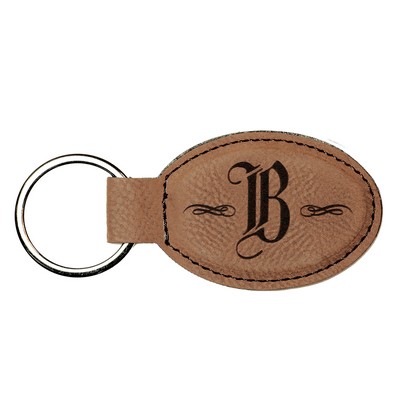 Leatherette Oval Keychain (Dark Brown)