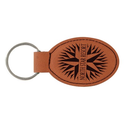 Leatherette Oval Keychain (Rawhide Brown)
