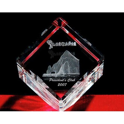 3-D Crystal Los Cabos in Standing Cube Award (2 3/4"x1 5/8")