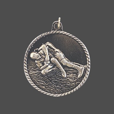 Gold Wrestling High Relief Medal (2")