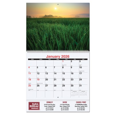 Agriculture Monthly Wall Calendar w/Coil Binding (10 5/8"x 18 ¼")