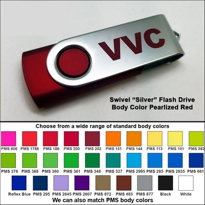 Swivel Flash Drive - 4 GB Memory - Body Pearlized Red