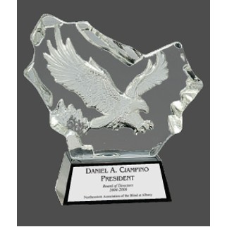 Crystal Carved Eagle Award on Black Base (7")