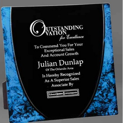 Small Blue & Black Laserable Glass Tray