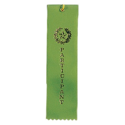 Participant Green Carded Ribbon w/String