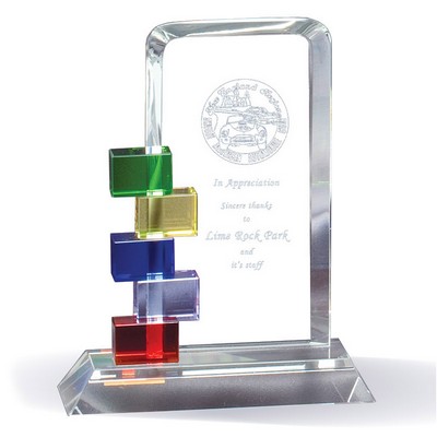 7" Multi-Color Glass Stacked Blocks Award